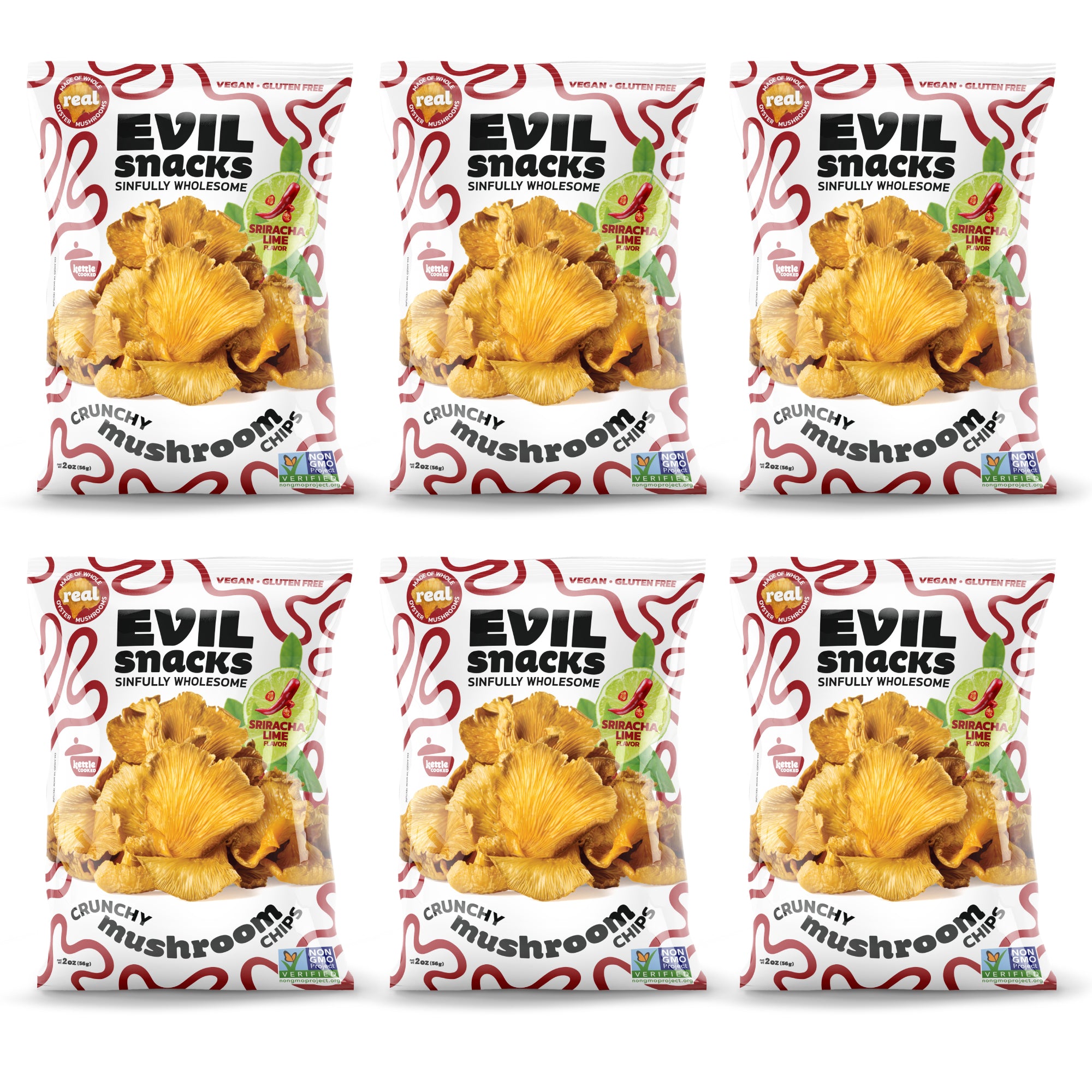 Crunchy Mushroom Chips - Sriracha Lime Flavor, 2oz