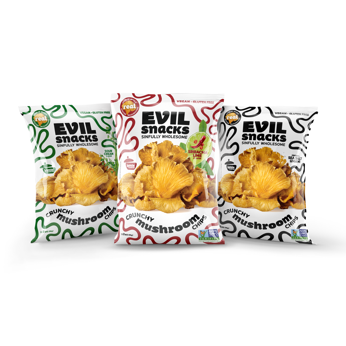 Evil Snacks: Crunchy Mushroom Chips. Vegan. Clean Simple Ingredients.