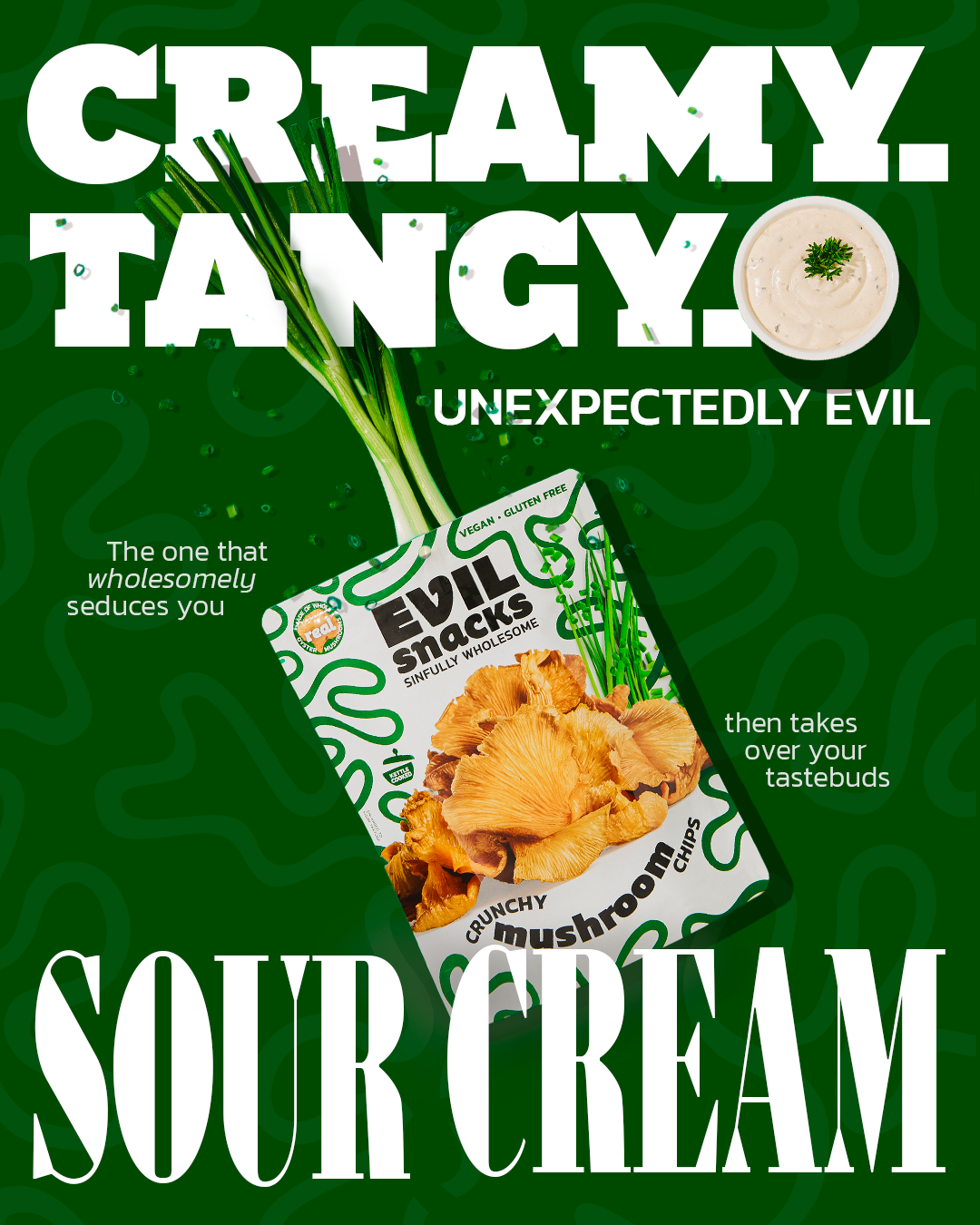 Crunchy Mushroom Chips - Sour Cream Flavor, 2oz